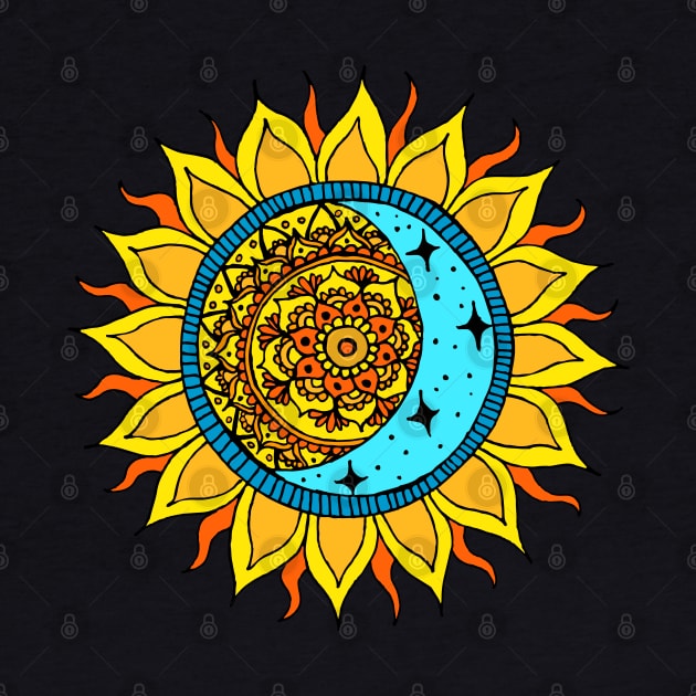 Sun and Moon Mandala by julieerindesigns